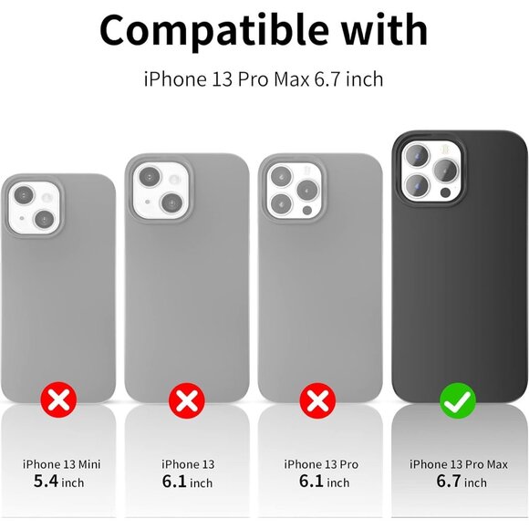 iPhone 13 Pro Max Silicone Case, Slim Shockproof Cover, 6.7 inch - Black - Picture 2 of 9